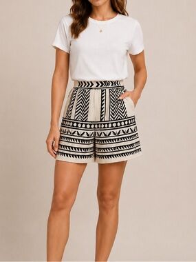Modern Women's Black and White Patterned Shorts